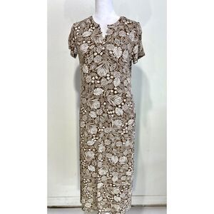 J. jill maxi dress chocolate brown floral comfy coastal beach resort women XS